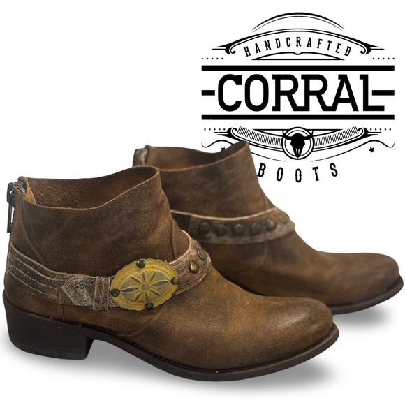 Corral Shoes - Corral Ladies Burnished Brown Strap Leather Bootie